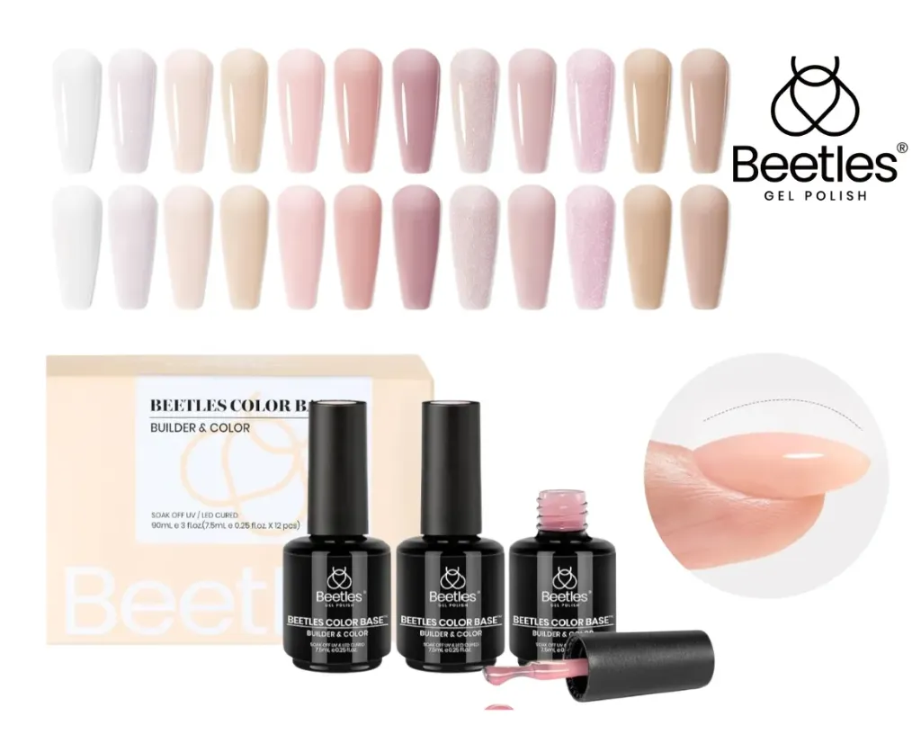 Beetles - Gel builder con color- 12 tonos - Disponible en Honduras