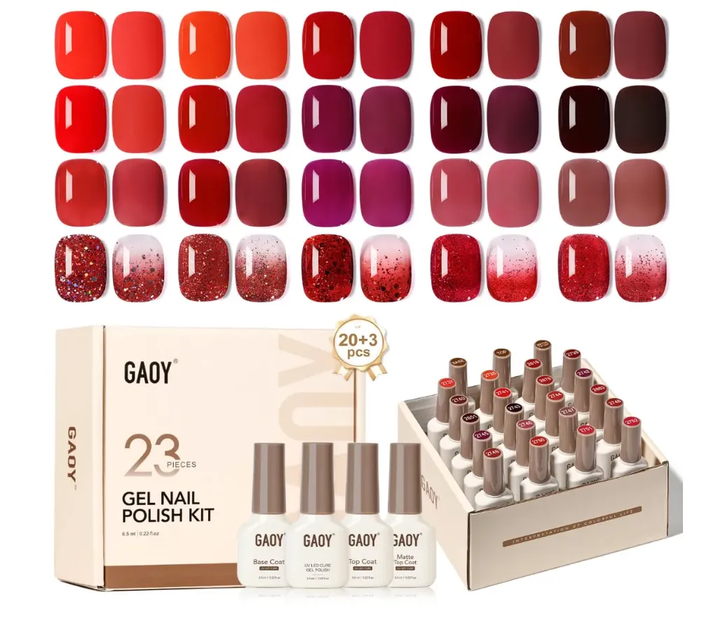 Gaoy - 23 esmaltes gel tonos rojos - coleccion rubi deslumbrante - Disponible en Honduras