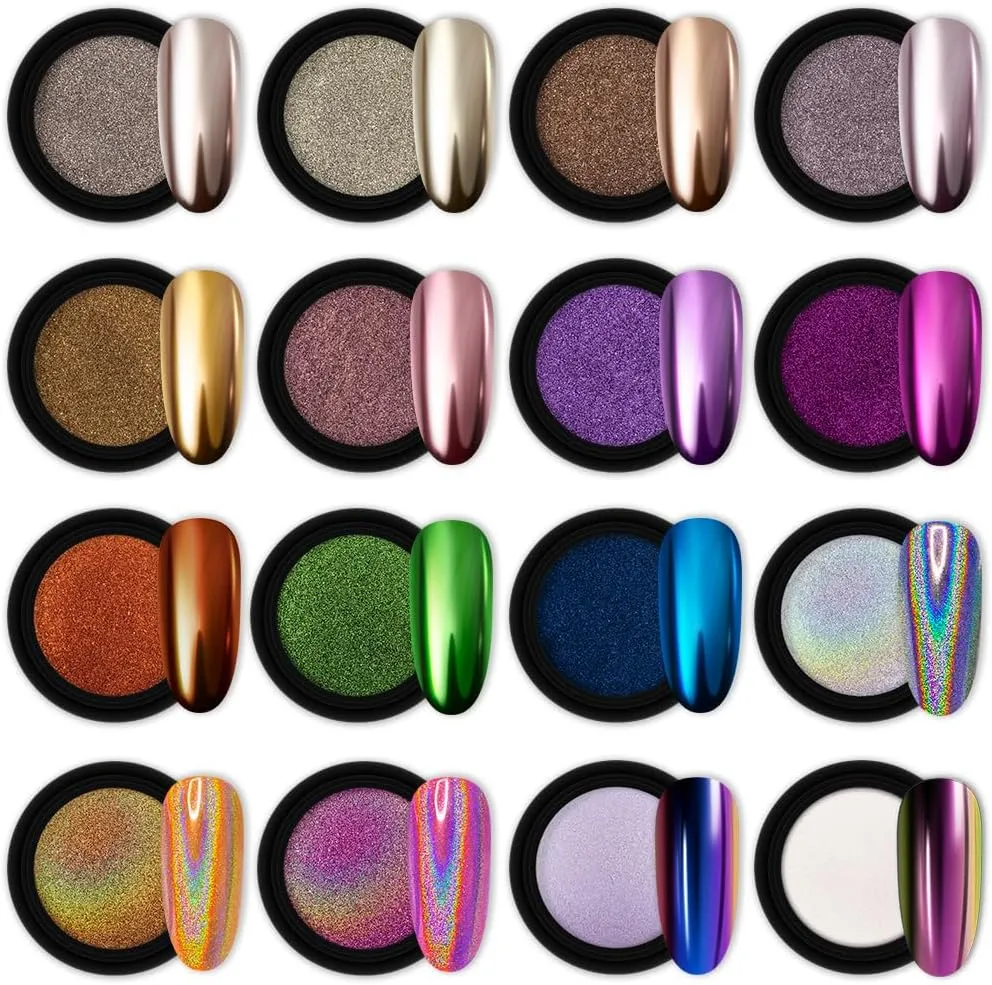 efectos en polvo cromado para manicura set