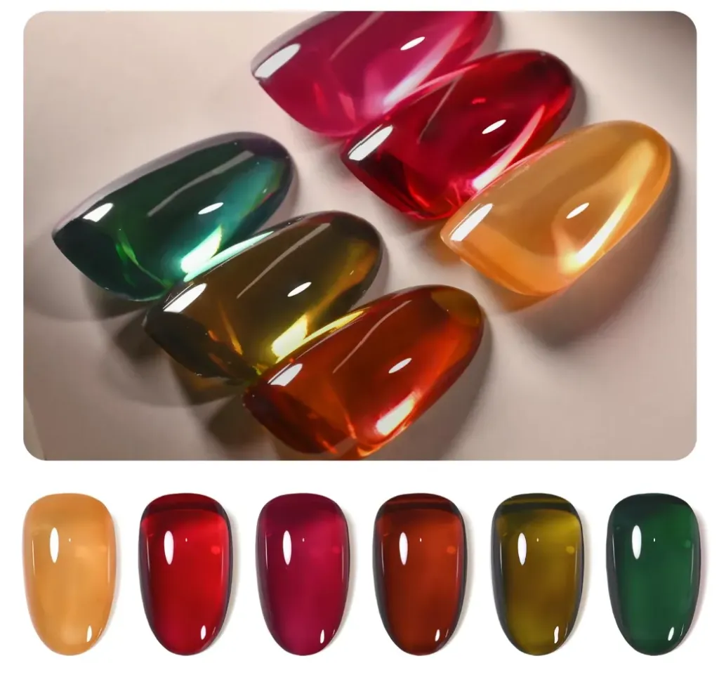 Set 6 esmaltes Jelly - Gaoy efecto vitral - Disponible en Honduras